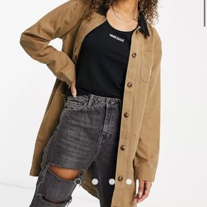 Vans drill long chore jacket in brown (XS)